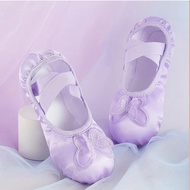 【Must-Have Gadgets】 Professional Child Girls Kids Satin Butterfly Soft Ballet Dance Practice Shoes Gym Ballet Slippers