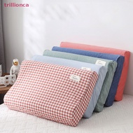 Trillionca Soft Cotton Latex Pillow Case Cover Solid Color Plaid Sleeping Pillowcase for Memory Foam Pillow Latex Pillow 30x50CM SG
