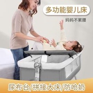 多功能新生兒搖籃床可摺疊嬰兒床可移動可攜式歐式寶寶床拼接大床