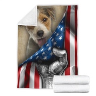 Dachshund fleece blanket mixed american flag printed Wearable Blanket Adults For Kids Warm Sherpa Blanket