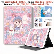 Cute Cartoon Print Book Style Tablet Case For Lenovo Idea Tab 11 2025 / Xiaoxin Pad 11 2025 2024 Tab