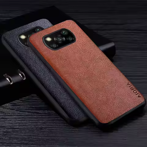 Case For Xiaomi Poco X3 GT Pro NFC Premium Retro Litchi Leather Back Cover for poco x3 nfc x3 pro gt