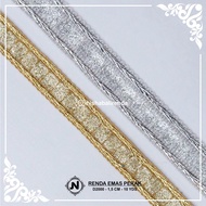 Gold Silver Lace D2000 - 1.5 Cm Wide - SOLD PER ROLL Contents 9 mtr - Low Luxury Traditional Dance C