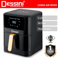 DESSINI ITALY 6L Electric Air Fryer Convection Oven Toaster Timer Oil Free Roaster Breakfast Machine