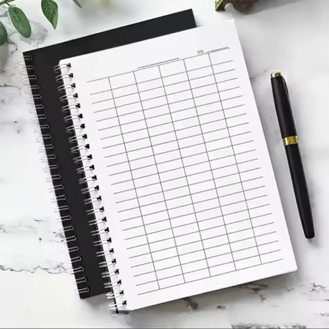 Sturdy Cover Spiral Bound Notebook Blank Grid Multifunctional Inventory Log Book Universal Line Page
