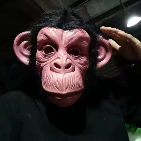 Black Hair Rubber Gorilla Mask Full Face Ape Headgear Latex Monkey Face for Halloween Cosplay Funny 
