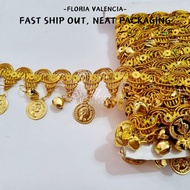 1 METER Gold Lace Pagoda Coin Bell | Renda Emas | Baju Tradisional | Pengantin | Decoration Melanau | Sarawak