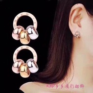 K&P多多 香港正生銀飾代購 S925純銀 正生 百搭 羅馬數字 拼色 三圈 圈圈 純銀耳環 耳針 現貨+預購