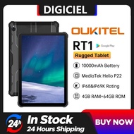 OUKITEL RT1 Rugged Tablet Android 11, 10.1 Inch 10000 mAh Large Battery Tablet, 4GB RAM 64GB ROM 1TB Expandable, Dual SIM 4G LTE +5G WiFi, 16+16MP Camera FHD+ Waterproof Tablet, GPS, OTG, BT5.0