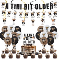 Hiasan Parti Hari Lahir Espresso Martini Bow, Banner Espresso "A Tini Bit Older", Hiasan Kek, Belon 