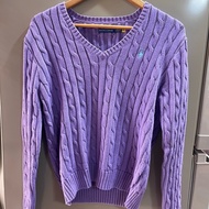 全新Ralph Lauren Polo經典羊毛麻花毛衣 薰衣草紫