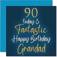 Stuff4 Fantastic 90th Birthday Card for Grandad - 90 Today & Fantastic - Grandad Birthday Card from 