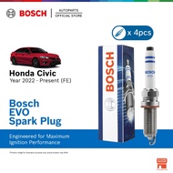 Bosch EVO Platinum Iridium Spark Plug 4pc Set for Honda Civic FE 1.5 VTEC Turbo E, V, RS 11th Gen