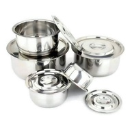 5 Pcs Stainless Steel Stock Pot With Lid / Periuk/ 锅