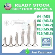 Screw M3 M3.5 M4 M5 M5.5 CSK Self Tapping Screw 304 Stainless Steel Flat Head Screw Plastic Wood DIY