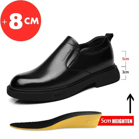 Mens Leather Shoes Height Elevator Shoes For Men Luxury Dress Shoes Slip On Business Comfortable Inc