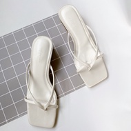 Dép cao gót nữ đế vuông thời trang dáng guốc sandal cao 5 phân mũi vuông quai mảnh cao cấp HISHOO h0