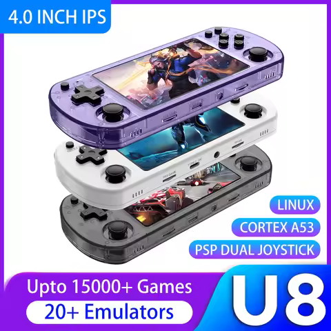 U8 Open Source Retro Handheld Video Game Console 4.0-inch IPS Screen 64/128GB 15000+Games Portable P