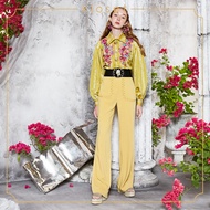 KLOSET Embellished Floral Shirt (SS20-T029) เสื้อคอปกแขนยาว ดีเทลปักดอกไม้