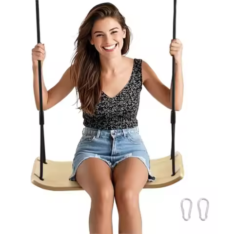 Birch Wood Tree Swing for Indoor/Balcony Outdoor Use Natural Wood Seat 20.8x7.8 330lbs Capacity 59-8