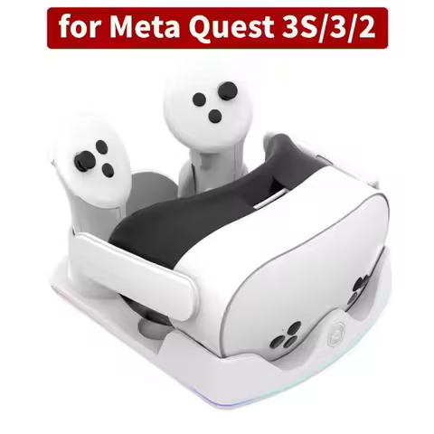 Charging Dock for Meta Quest 3S VR Headset Controller Fast Charging Station W/ RGB Light Controller 