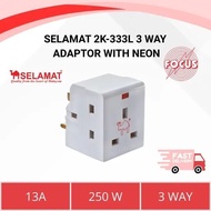 SELAMAT 2K-333L 3 WAY Plug Adapter With Neon