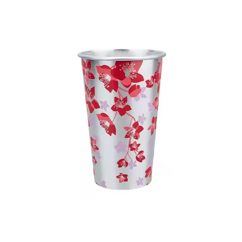 470ml Sakura Aluminum Cup Set - Color Changing Cold Drink Mug Lightweight Creative Coffee Tumbler fo