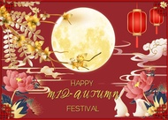 【A VOGUE】  7x5ft Mid Autumn Day Backdrop Chinese Classical Theme Festival Background Red Lanterns Fu