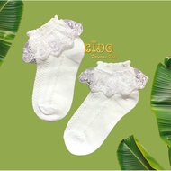 Children's Socks (With A Shop On Ratchada) S329 White 2-Layer Lace Ankle