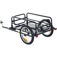 Foldable Bike Cargo Trailer Bicycle Cart Wagon Trailer w/Hitch, 16'' Wheels, 88 lbs Max Load - Black