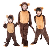 Unisex Kids Toddler Monkey Jumpsuit Pajamas Animal Cosplay Costume Halloween Party Children Animal Onesie Sleepwear Suit for Boys Girls