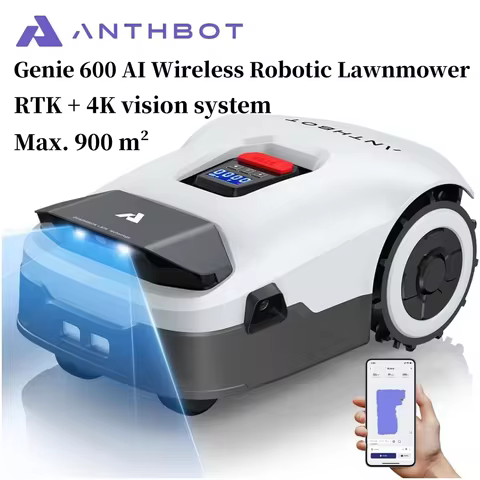 ANTHBOT Genie 600 AI Wireless Robotic Lawnmower, Max. 900 m², Full Frequency Band RTK + 4 Camera Vis
