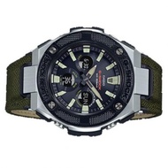 Casio G-Steel GST-S330AC-3ADR Jam Pria Strap Canvas - Green Silver - LM