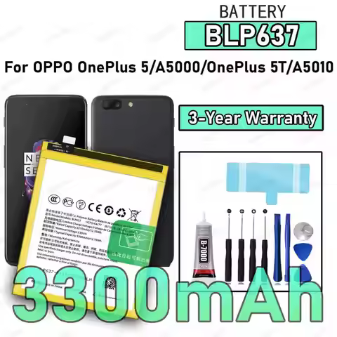 100% New High Capacity BLP637 Battery For OPPO ONEPLUS 5/A5000/ONEPLUS 5T/A5010 Replacement batterie