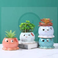 【READY TO STOCK】 Succulent Pot Cactus Pot Ceramic Pot  Zakka Minimalism Planter Pasu Seramik   Putih kaktus 仙人掌花盆 章鱼花盆