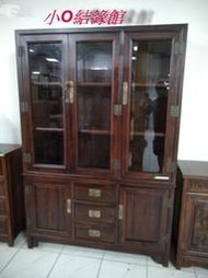 小O結緣館仿古家具...超大二件式玻璃書櫃.展示櫃.藝品櫃.書櫃.古董櫃(雞翅木)133x38x197