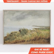 Tranh treo tường Beach Wall Art Seagrass Wall Art Vintage Wall Art Moody Landscape tặng kèm đinh tre
