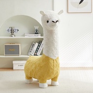 Cute Kid Chair Upholstered Alpaca Stool Lambs Fleece Fabric Footstool Pouffe Stool Change Shoe Footr