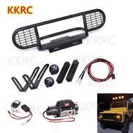 Camel Trophy Metal Front Bumper With Lights Winch Remote Controller Receiver For 1/10 RC Car TRX4 D9