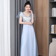 ชุดเดรสยาวคอต่ำเซ็กซี่สำหรับงานกลางคืน ชุดนางฟ้า KTV ชุดเดรสยาวสำหรับงานเลี้ยงลูกกับคุณตาในฤดูร้อน ช