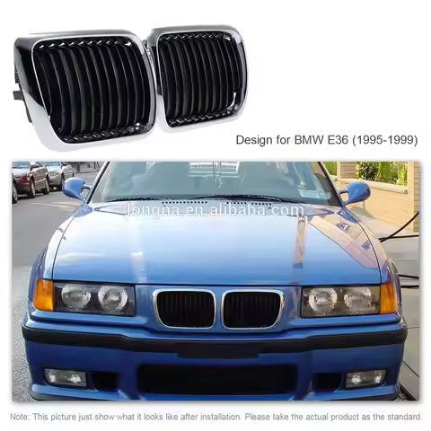 Hot Sale E36 Half Chrome Grille,Black Front Center Kidney Grille for BMW E36 1995 1996 1997 1998 199