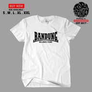 Kaos Baju Sablon BANDUNG BELONGS TO US Bobotoh Persib katun Combed 30s Lengan Pendek Ukuran S M L XL