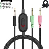 OFC Braided Replacement Cable Extension Cord Wire for Logitech G433 G233 G Pro X Gaming Headset With