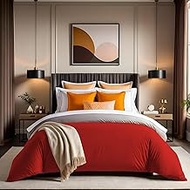 Premium Ranforce Single Quilt Cover (135 x 200 cm), 100% Cotton, Red | Button Closure, 145 Thread Co