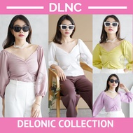 Dorothy Elegant Puff Balon V-Neck Top 2 - Atasan Baju Vneck Wanita Blouse Fashion Wanita Outfit Hang