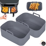 NY 2pcs Air Fryer Silicone Tray Rectangle Oven Baking Tray Basket Reusable Liner Insert Dish For Nin