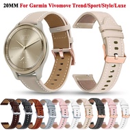 20mm Leather Strap Band For Garmin Vivomove Trend /Vivomove Luxe /Vivomove Style /Vivomove Sport /Vivomove HR venu Sq 2 Bracelet Watchband