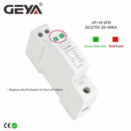 GEYA GSP9 1P+N 18mm SPD 20~40KA Pelindung Lonjakan Perlindungan Kilat Peranti Penahan Voltan Rendah 