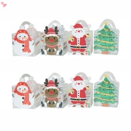 4Pcs Transparent PVC Gift Box Santa Claus Xma Tree Christmas Apples Box Candy Bag 2024 New Year Party Favor Boxes