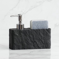 Black Rock Kitchen Soap Dispenser with Sponge Holder | Natural Black, Beige, and Grey Slate, Freesta